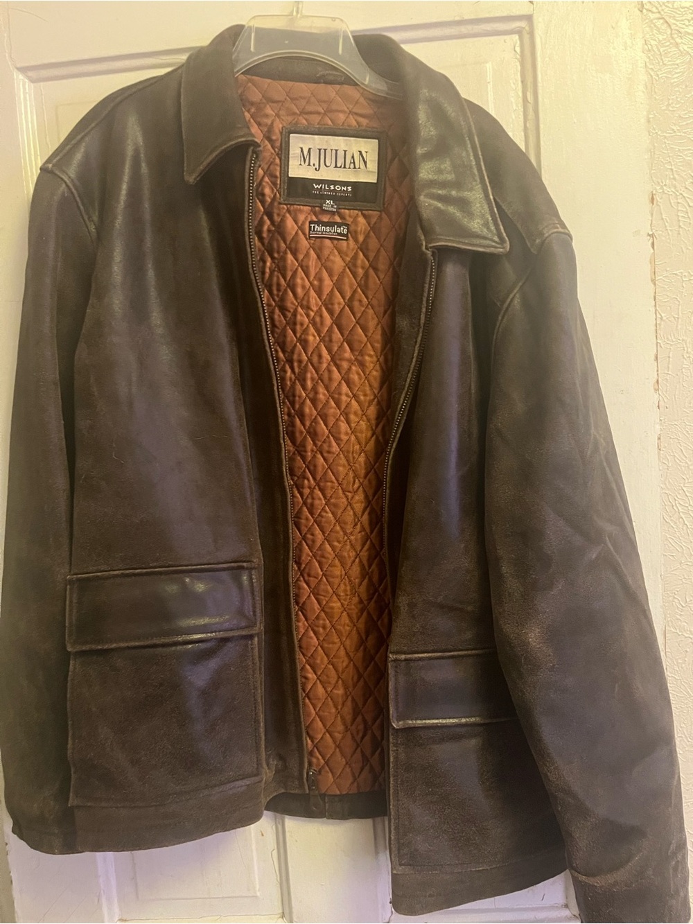 Wilsons Leather Brown Quilted-Lined Bomber Jacket